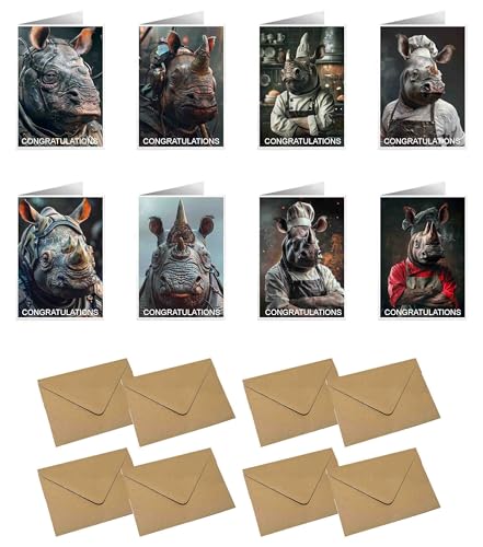 Cartes de félicitations animaux Ara Step lot de 8 cartes et enveloppes de 105 x 148,5 mm