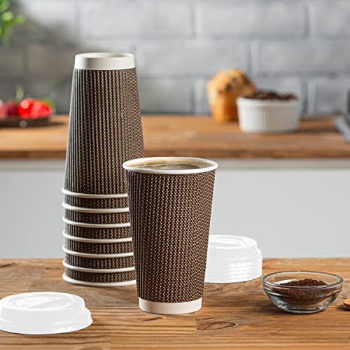 image for GUSTO [100 Count] Disposable Plastic Dome Lids for 10, 12, 16, & 20 oz