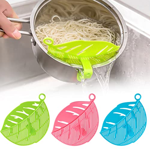 Schnellsieb Nudelsieb leicht zu reinigen Küchensieb mit Clip Nudel Sieb einhängend Sieb ebensmittelsieb,hitzebeständig,Schnellfilter, filter für alle Töpfe und Reis Spaghetti Pasta und Früchte (3 PCS) Cover