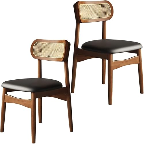 Miniatura 48 de YVYKFZD Sillas de comedor de madera maciza, juego de sillas de cocina sin brazos, silla de comedor con respaldo de ratán, silla lateral cómoda