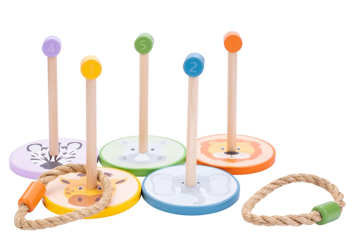 Engelhart - 604020 - Throwing rings game - Animals and colours - wooden and rope skill game - Age 3+, Toss Ring Game, Medium - Image 3