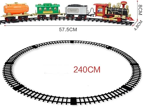 Miniatura 6 de Simulation Retro Train Set - Juguete de tren eléctrico para niños y niñas con humo, luces y sonido, kits de ferrocarril para niños de 3, 4, 5, 6, 7,