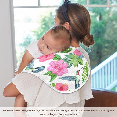 xigua Colorful Hummingbirds Muslin Baby Burp Cloths Set of 2, Super Soft & Absorbent Burping Rags, Cotton Burp Clothes Shower Gift for Newborn, Baby Girls and Boys 7