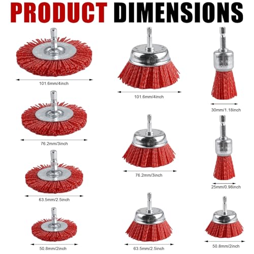 Miniatura 2 de 10 Cepillos De Nailon, Alambre De Nailon Con Vástago Hexagonal De 1 4 Pulgadas, Accesorio De Lijado Para Taladro, 6 Tamaños, Juego De Cepillos De Nailon Para Eliminar El Óxido Y El Alambre De Lijado