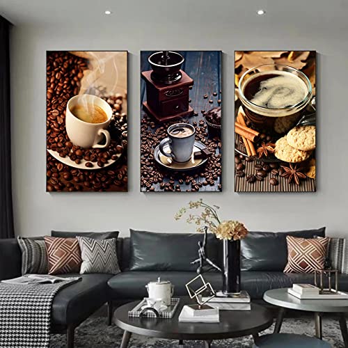 Toile Peintures Scandinave KEBIA Café Grain Gâteau 55x95cm 3x