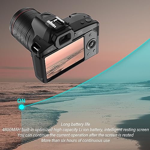 Cámara Digital 4K de 64 MP con Pantalla a Color de 3 Pulgadas, Zoom Digital de 16X, WiFi para una Fácil Interconexión, Foto de Visión Nocturna para Resultados Claros y