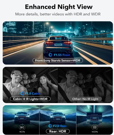 Image of YOURKARTS.COM T18 4K Touch Screen Dual Dash Cam with WiFi, GPS Logger, ADAS, G-Sensor, Parking Mode, Front & Rear Camera, 3m Cable & Charger | 18M Warranty