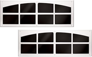Faux Garage Door Windows, 2-Pack Simulated Window Overlay Panels for Curb Appeal, Fake Decorative Garage Door Window Covers, Easy DIY Install, Made in USA, Coach House Accents, (Signature, White)