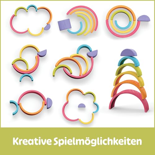 Merle Toys® Regenbogen Holz Spielzeug ab 1 Jahr, Holz Regenbogen Montessori – Ansicht 5
