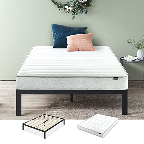 Image of ZINUS 8 Inch Foam and Spring Mattress and Mia Platform Bed Frame Set / Bed and Mattress Set / No Box Spring Needed / Mattress in a Box, Twin