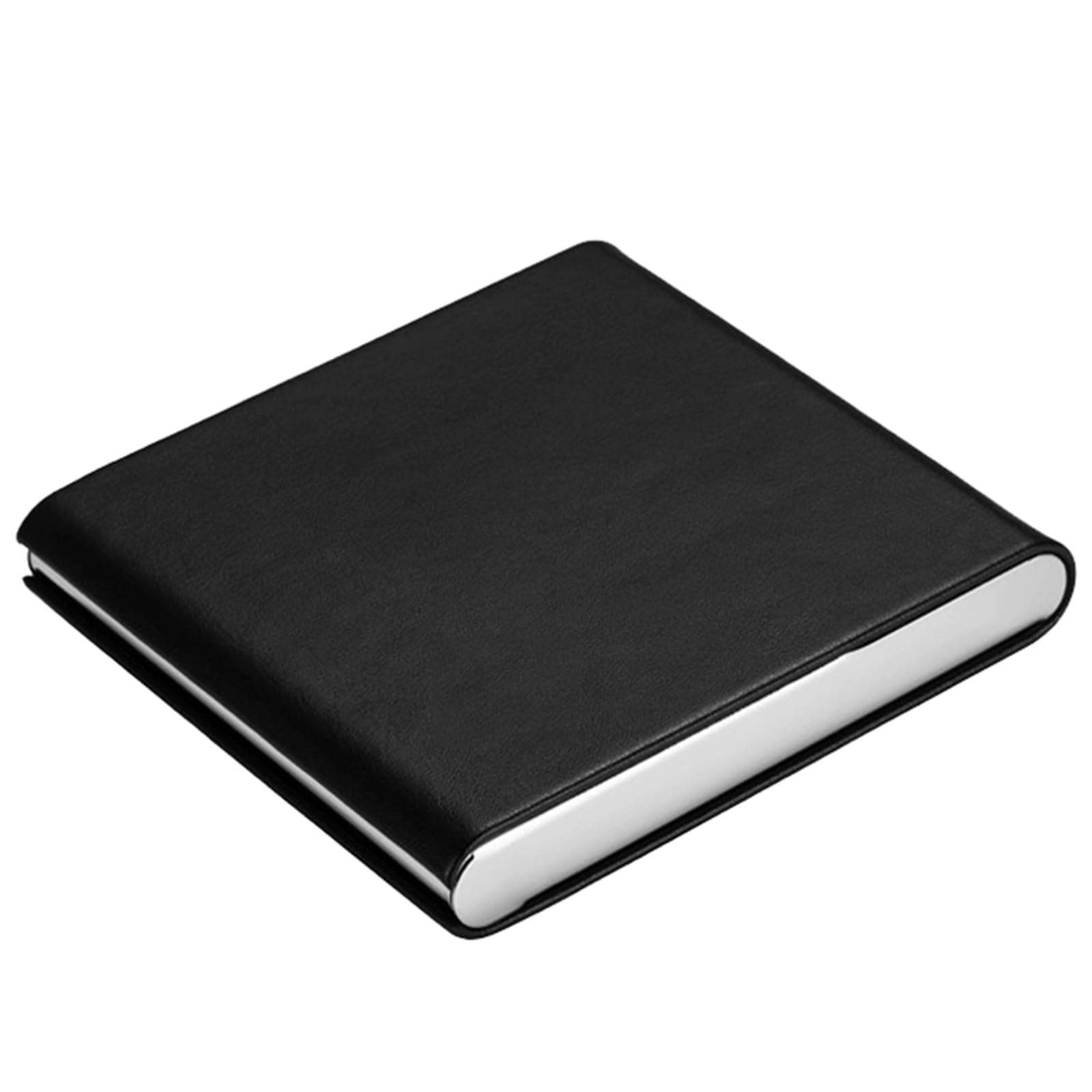 Portasigarette Uomo in Pelle, Extra Slim Portasigarette in Acciaio Inossidabile, per 10 84mm Sigarette Black,One Size