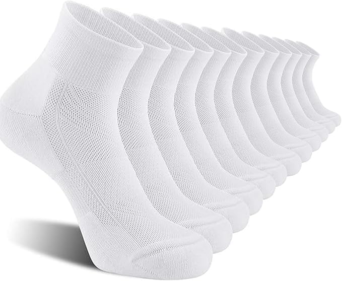 Jiaheda Calcetines tobilleros con cojín, calcetines deportivos para correr para hombres y mujeres (6 pares), Gris, blanco, negro., 8.5-12