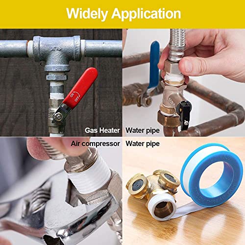 Image of GCQ Teflon Tape, Thread Seal Tapes?PTFE Thread Seal Tape for Plumbers Sealant Tape for Leak Water Pipe Thread 1 /2 inch x 500 inch (2 Pack /White)