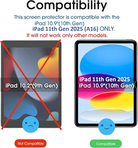 Image of Argus Tempered Glass Screen Protector for Apple iPad 11th Gen (A16) 11 inch 2025 & iPad 10th Gen 10.9 inch 2022 | 9H Hardness, Anti-Scratch, Smudge Resistant, Bubble-Free Installation Kit | Pack of 1