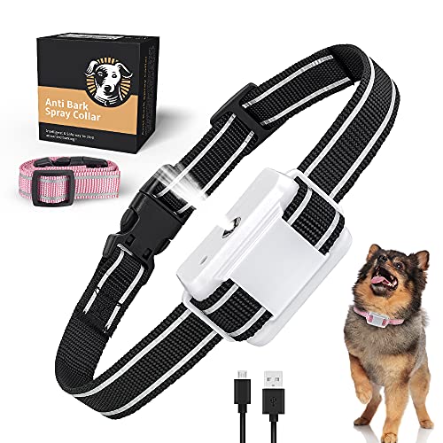 Spray Bark Collar, Anti Dog Bark Device with Auto-Barking Detection, Citronella Dog Training Collar No Shock with Adjustable Sensitivity for Small Medium Large Dogs