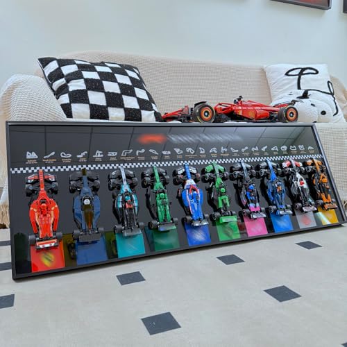 NOVDA Cadre Compatible avec Speed Champions F1, 10 in 1 77242-77251 Modèles Wall Display, 110 x 40 cm Tableau Mural Idéal for Salon et Bureau Salle Salle d'exposition...