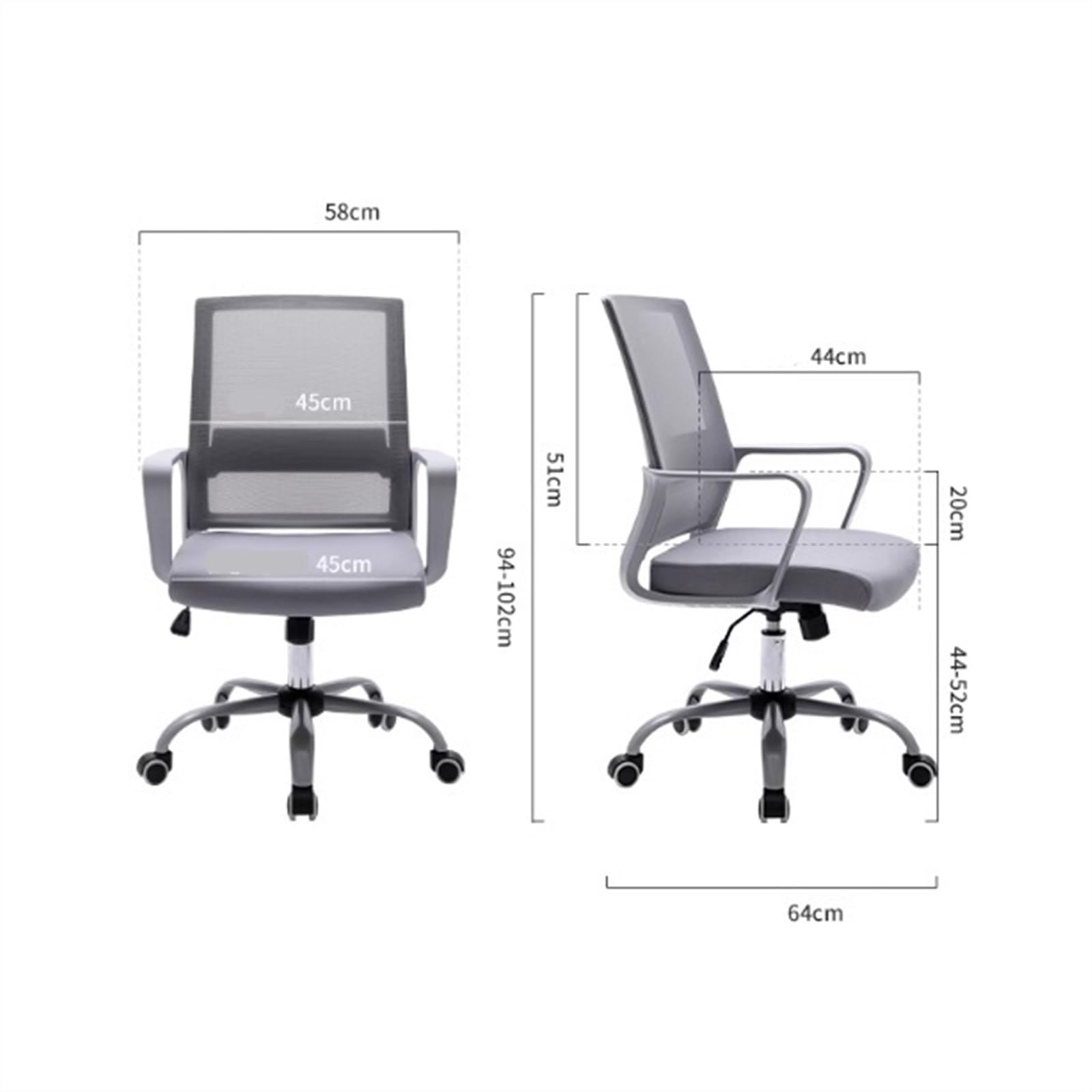 Sedia Ufficio Sedia da Gaming Sedia da ufficio con rotelle ruote Home Office Poltrona(Grijs)