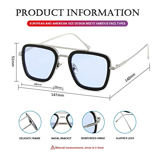 PORADAY Vintage Square Metal Frames Sunglasses2
