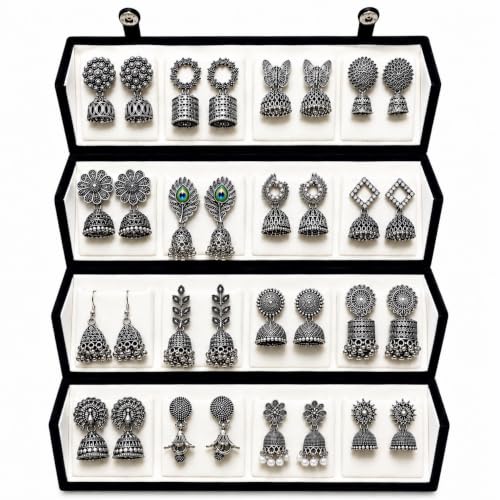 Image of Mirakii Jewels 16 Pair Traditional Premium Jhumka Set with Gift Box