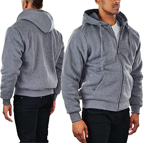 Image of ToBeInStyle Men's Polar Fleece Long Sleeve Zip Up Kangaroo Pocket Cold Weather Hoodie Jacket