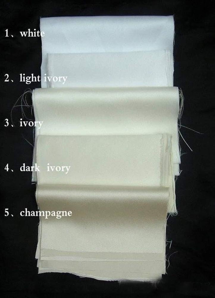 Robe de mariée à Manches Longues en Satin avec traîne et Appliques en Dentelle Blanche/Ivoire, Blanc, Plus52