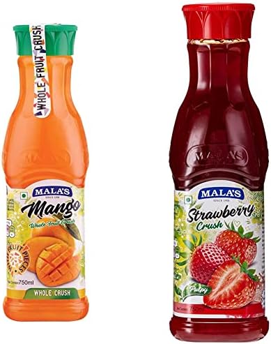 Mala's, Whole Crush, Mango, 750 millilitre & Strawberry Crush, 750 Millilitre