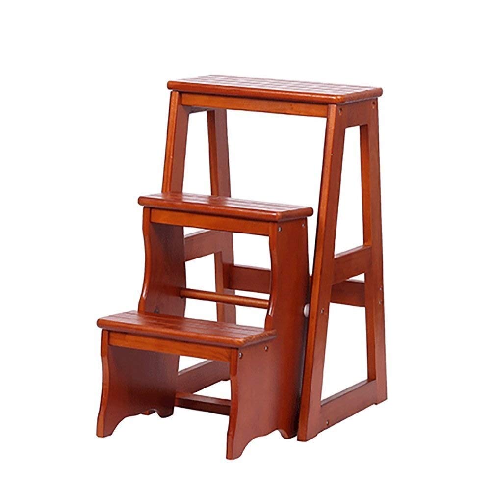 Falta de alcance y espacio: Taburete plegable de madera con 3 escalones multiuso