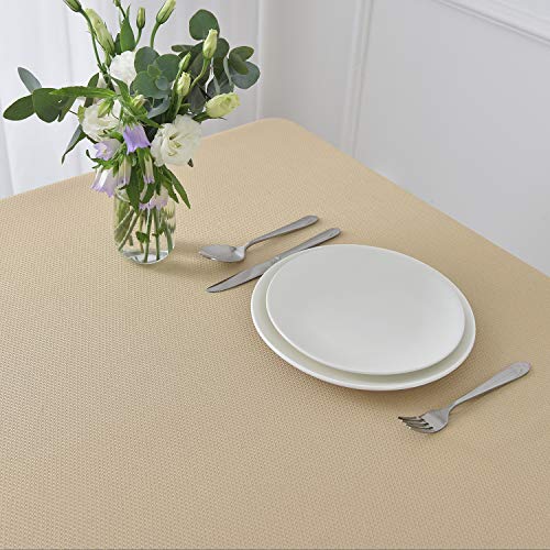 Image of maxmill Textured Rectangular Tablecloth Water Resistance Antiwrinkle Spillproof Soft Jacquard Table Cloth for Dining Room, Buffet Banquet Parties and Holiday Dinners, 60 x 104 Inch, Beige