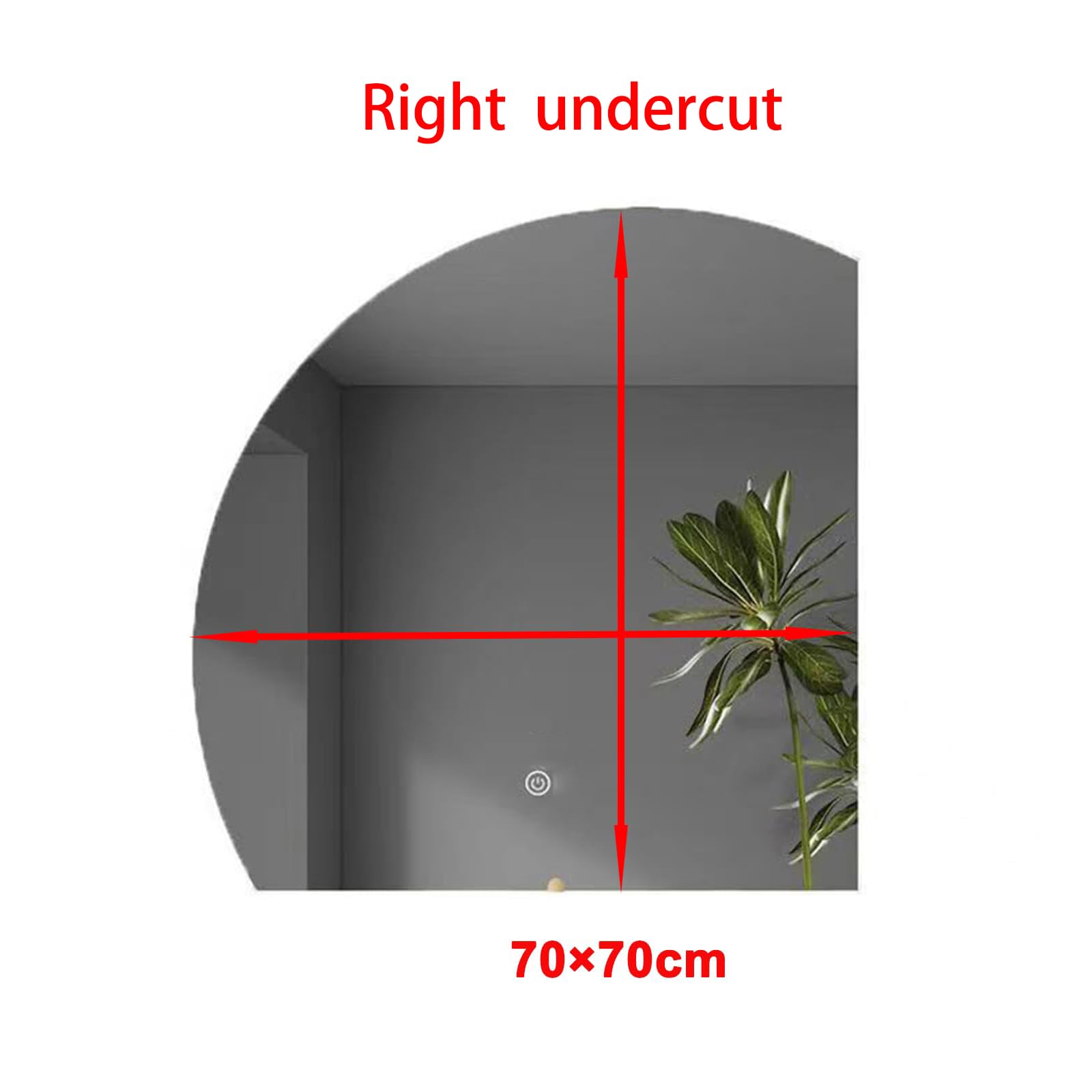 Duże lustro łazienkowe LED półokrągłe – 70 cm montowane na ścianie lustro kosmetyczne do makijażu i pielęgnacji, nowoczesny design, stylowa dekoracja domu, podświetlane odbicie, oszczędność miejsca