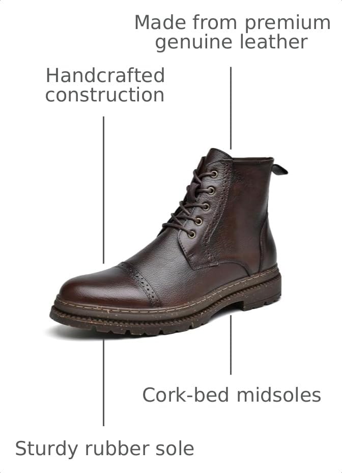 Image of Arkbird Mens Oxford Dress Boots Fashion Casual Genuine Leather Brogue Chukka Ankle Boot for Men