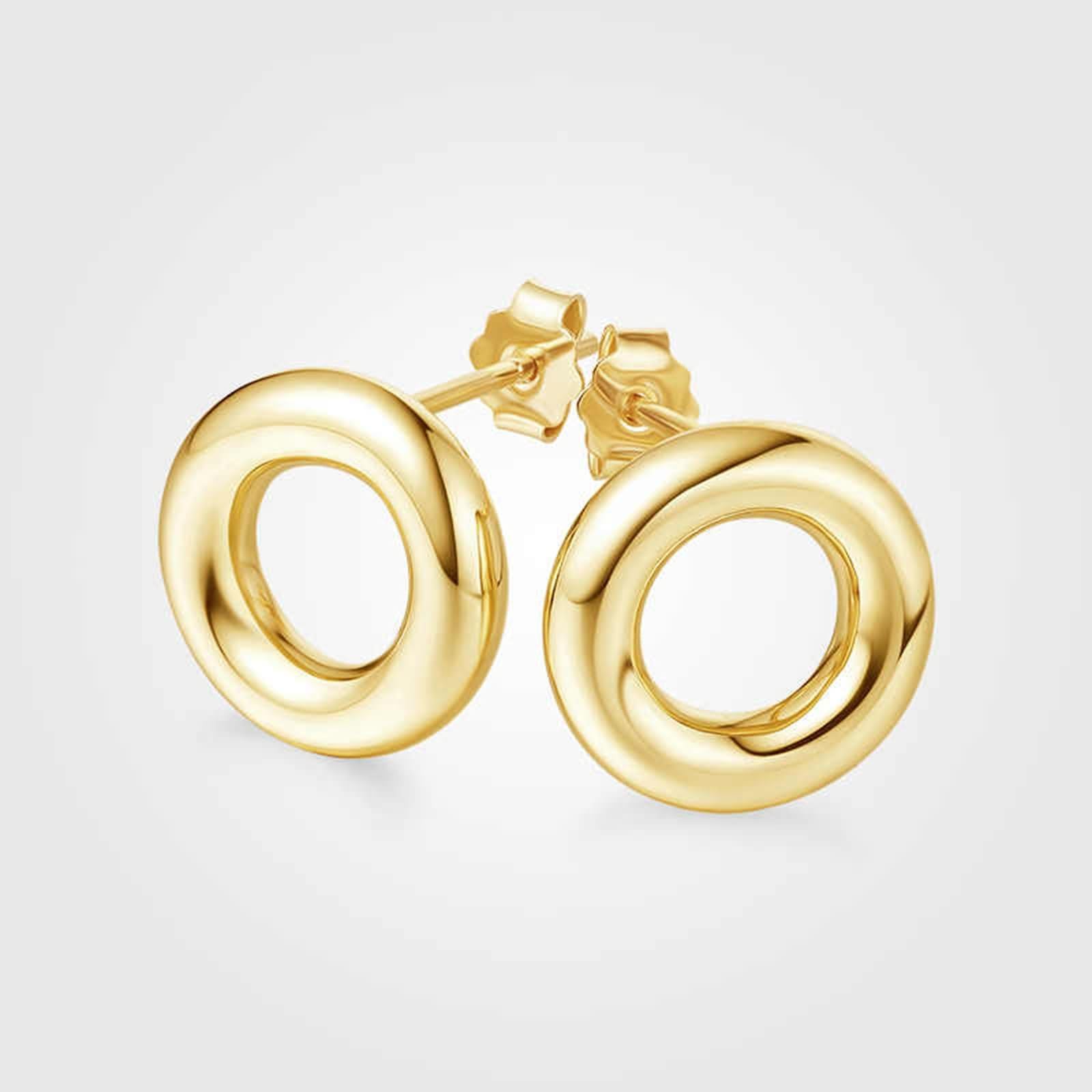Ohrringe Hochzeit Gelbgold 375/585 / 750 für Damen, Rund, Frauen Ohrringe Gold Stecker