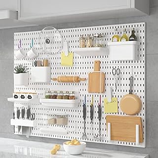 Gexmile Letter Holder for Pegboard Wall Organiser White Plastic Pegboards Accessories Home and Office Storage Kitchen Organization Wall Hanging Combination Rack