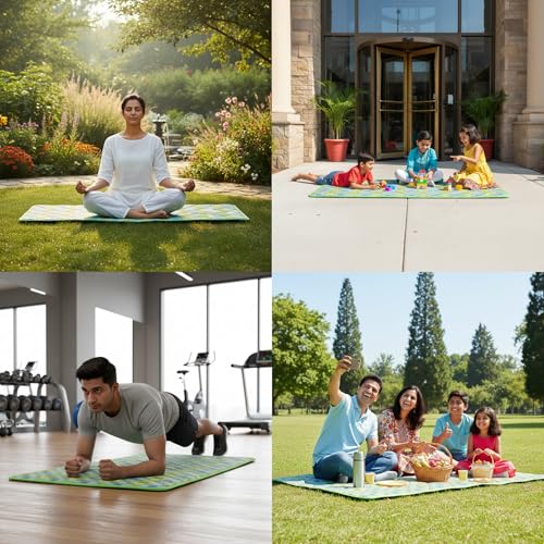 Image of SleepyHug ComfortPlay Multipurpose Mat | Foldable & Portable 13mm HR Foam Mat | FlexiCore Comfort Tech | Anti-Skid Base | for Yoga, Exercise, Kids' Play, Travel & Home Use | 72x35x13mm, Multicolor