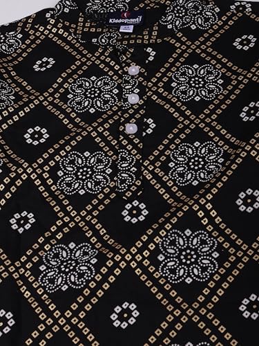 Image of KiddoPanti Boys 100% Cotton Ethnic Motif Printed Short Length Kurta