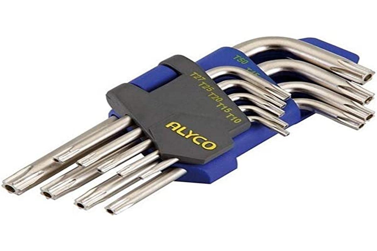 Alyco Torx-Winkelschraubendreher-Set – 9-teilig, T10 Bis T50, Cr-V Vernickelt, Mit Halterung