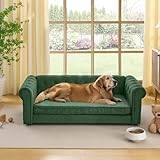 Dog Sofa Couch for Medium to Large Dogs, 55' Memory Foam Pet Sofa Couch with Washable Fabric, Durable Elevated Dog Bed with Legs, Removable Cushion for Medium and Large Dogs, Green