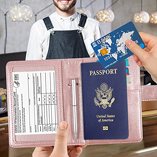 ACdream Passport and Vaccine Card Holder Combo, Cover Case with CDC Vaccination Card Slot, Leather Travel Documents… - Image 3