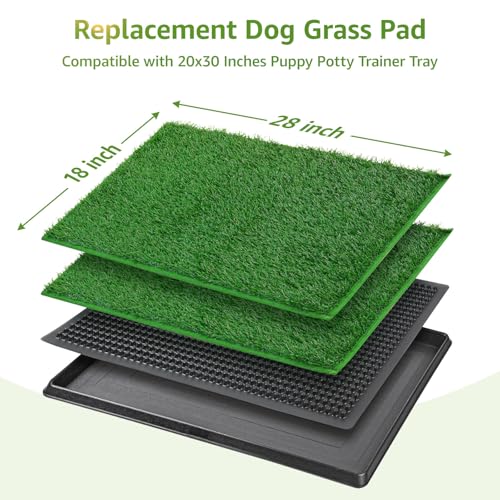 Image of LOOBANI Dog Grass Pee Pads, 18.1x28.1in Artificial Grass Pad for Potty Tray | 2 Pack, Hemmed Edge, Fake Grass for Dogs to Pee On, Washable, Replacement Turf, Outdoor Indoor Pee Grass Patch, Easy to Clean