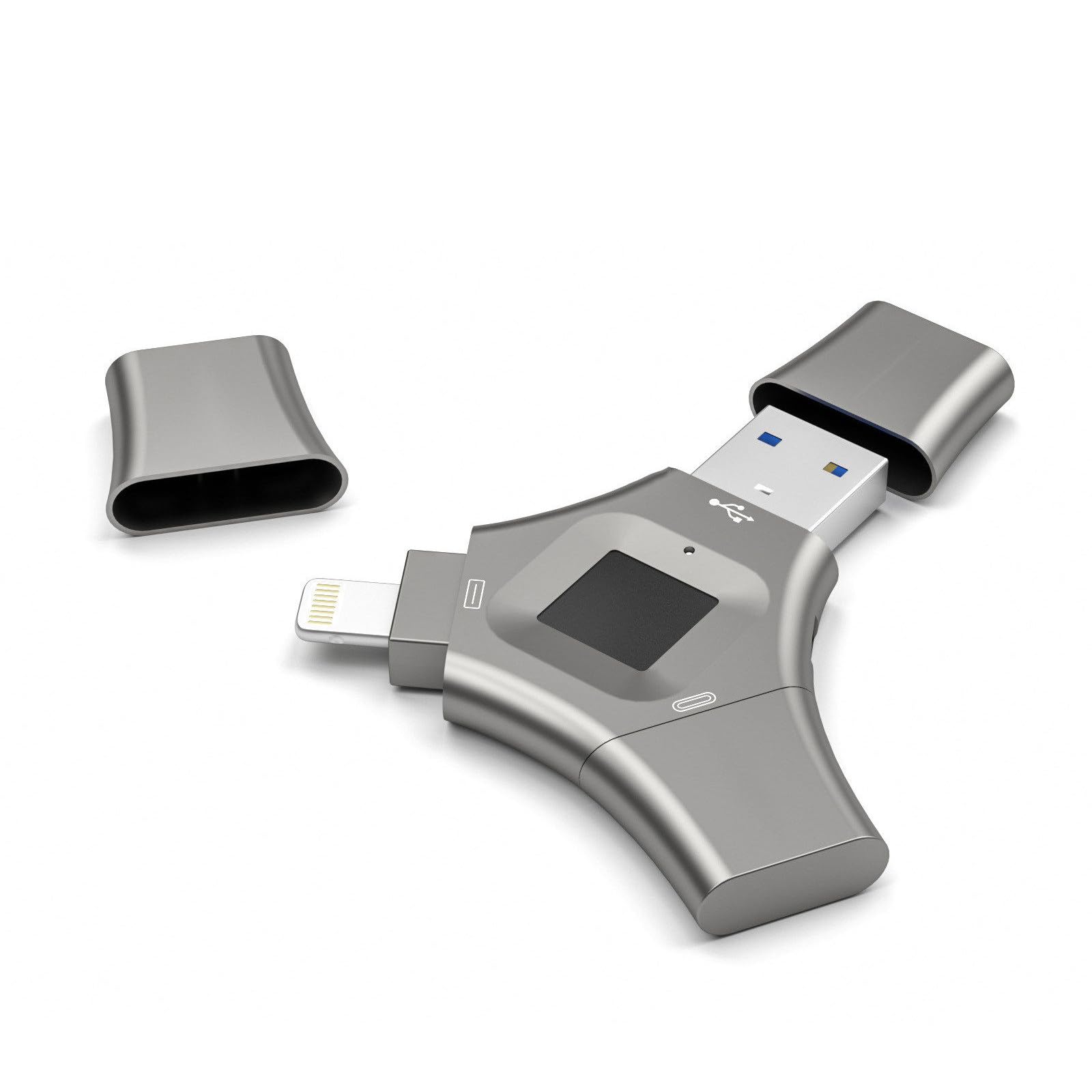 Bezpieczne karty pamięci 3 w 1 z odciskami palców 64 GB 128 GB 256 GB 512 GB pendrive szyfruj B Port 3.0 Flash Drive z odciskiem palca,256G