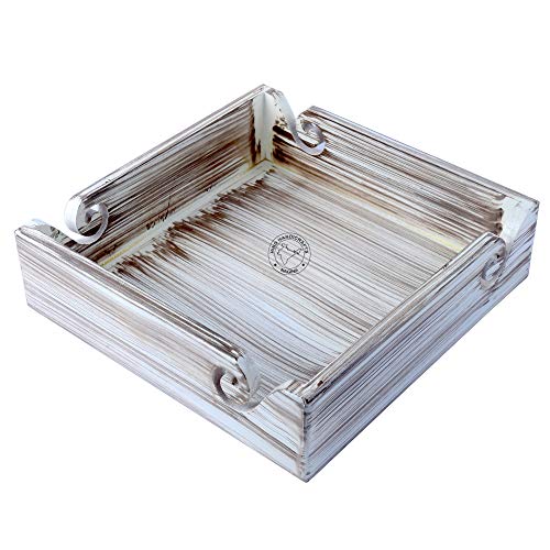 Image of Hind Handicrafts Solid Dark Handmade Crafted Wooden Portable Antique Yarn Storage Bowl Tray - Holder for Knitting Crochet Hook Accessories - Multipurpose Organiser (Teak White, 10 inch x 10 inch x 2.5 inch)