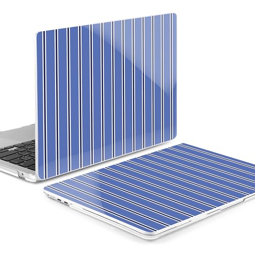 Image of MEEgoodo for M5 /M4 /M3 /M2 MacBook Air 15 inch Case 2026 2025 2024 2023, Case Fit Model (A3448 /A3241 /A3114 /A2941) for MacBook Air 15.3 inch, Blue and White Stripes