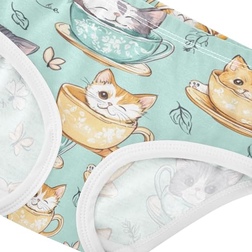 ZZKKO Teacup Pet Cute Cat Girls Underwear Toddler Panties for Girls Comfort Brief Size 2T-8Y3