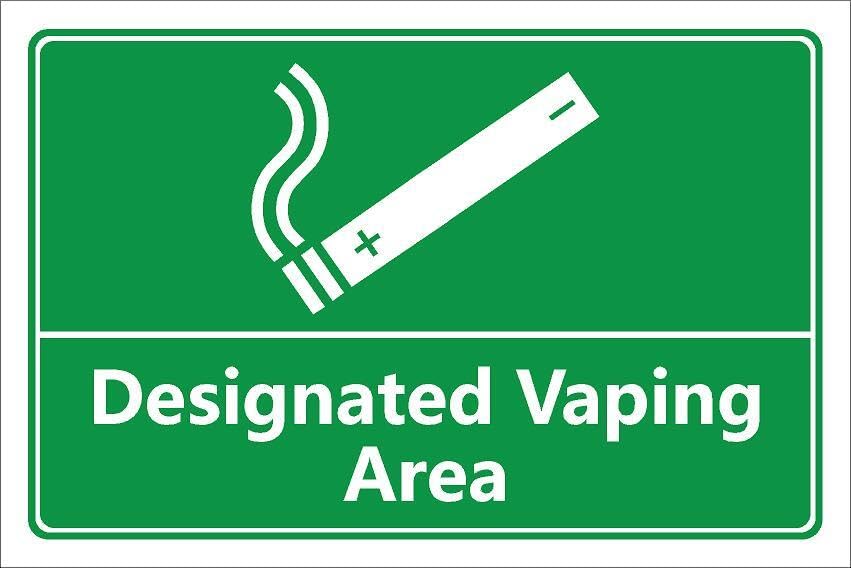 Designated vaping area green sign - 1mm flexible Plastic sign (400mm x 300mm)