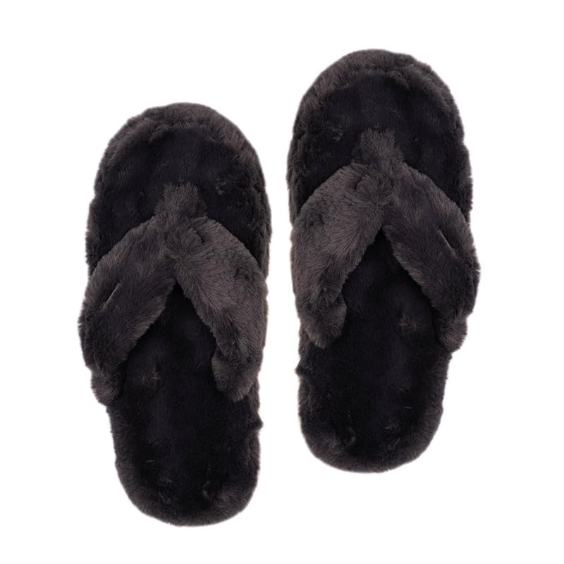 Image of Wolvesden Flip-Flops & Slippers Indoor Non-Slip Soft Thong Fur Flip-Flop And Slippers For Women
