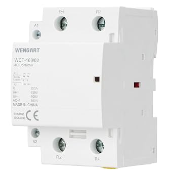 Wengart 100A 24V AC Contactor for BESS & HVAC System Integrators, Whole-House Fuse Trips & 230V Coil Burnouts, Heavy-Duty 54mm 3-Module Frame with Fail-Safe 2NC Logic WCT-100
