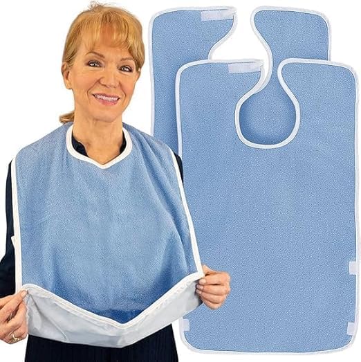 AURVINA Waterproof bib food protector for adult | Food and Dining Eating Bibs for kitchen, travel | Waterproof Apron for Eating with Adjustable Strap apron for older | Clothing Protectors for Eating