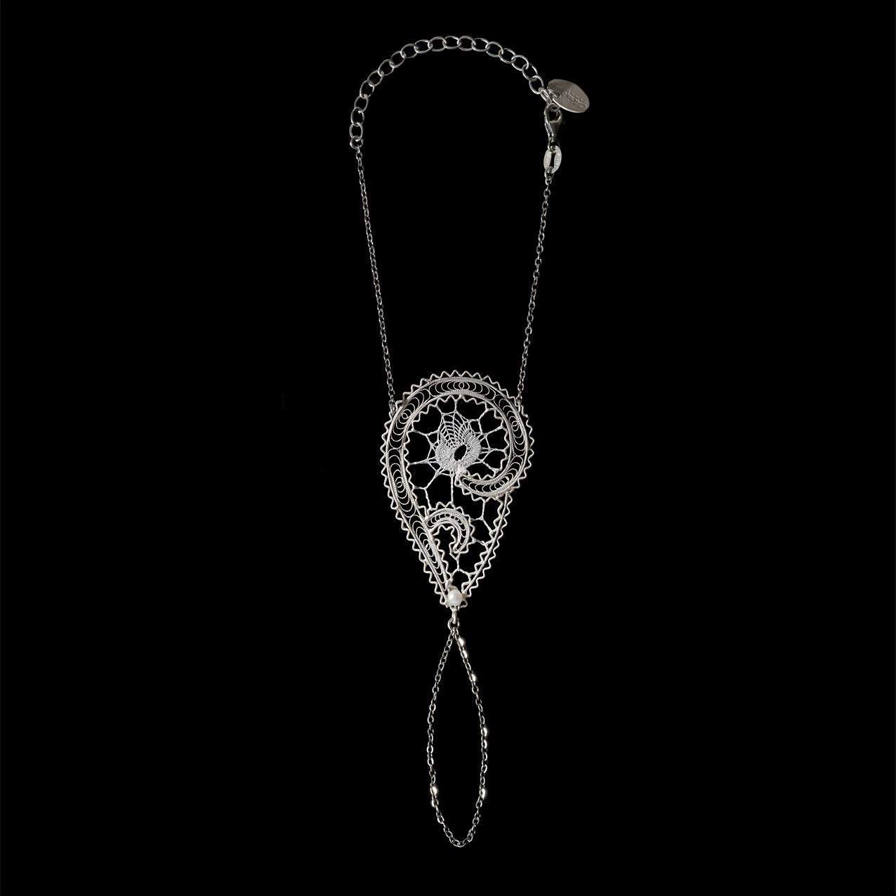 Bracciale Baciamano da Polso Regolabile Fatto a Mano in Filigrana d'Argento - Catenella in Argento Sterling 925 Bracciale ad Anello - Gioielli Quotidiani per Donne e Ragazze Adolescenti