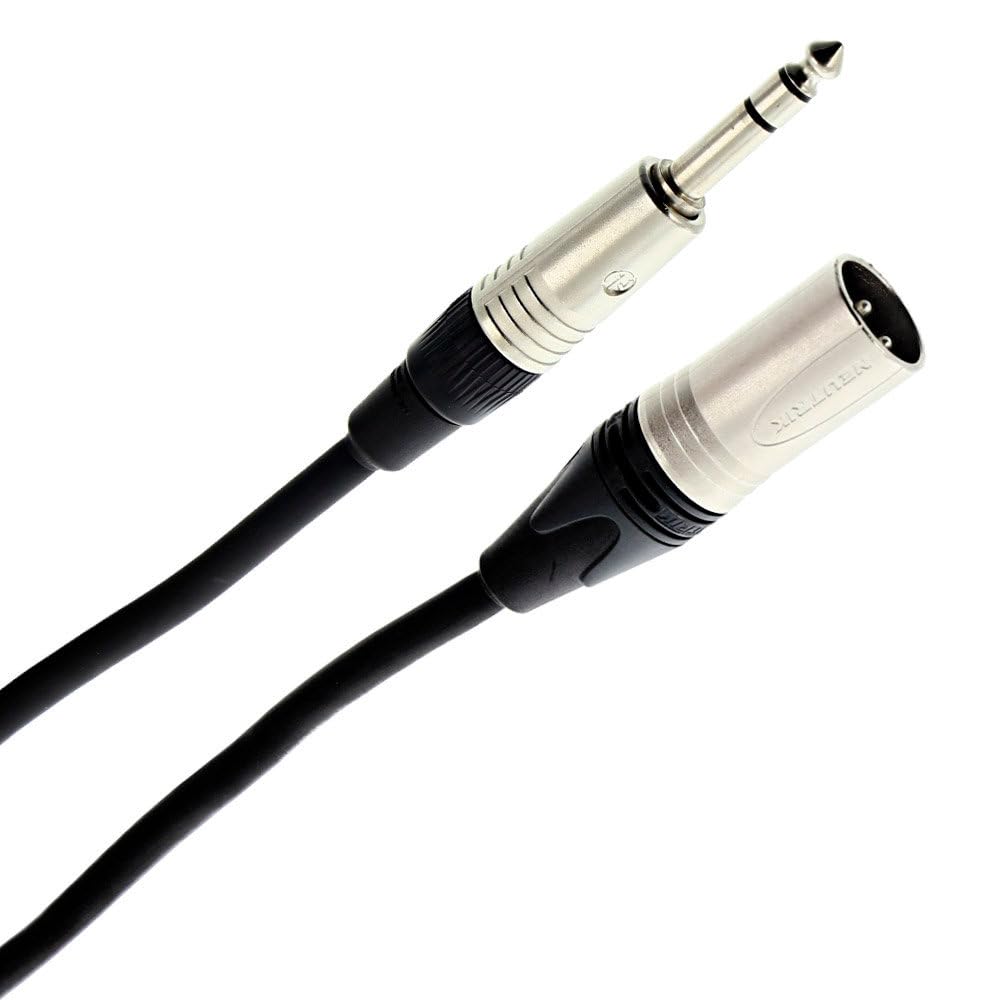 Plugger Elite Câble symétrique XLR mâle/Jack mâle stéréo TRS 6,35mm. Longueur 15m. Connecteurs Neutrik. Ampli, basse, guitare, haut-parleur, appareil DJ, synthé, carte son et autres. Qualité Pro