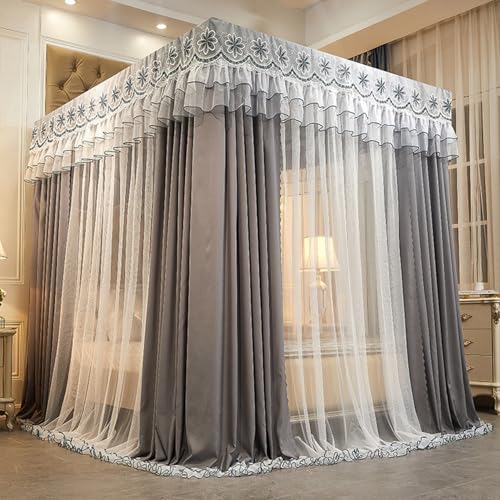 Fabric Bed Drapes Mesh Protection Canopy Shielding Netting, King Size