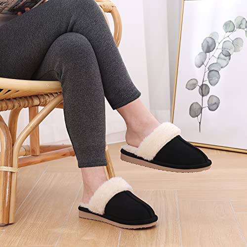 Image of Litfun Women's Fuzzy Memory Foam Slippers Fluffy Winter House Shoes Indoor and Outdoor